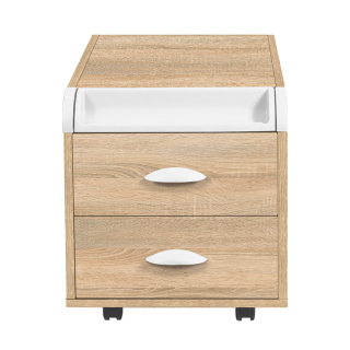 Тумба Дэми ТУВ-09 подкатная на 2 ящика с пеналом дуб сонома/белый